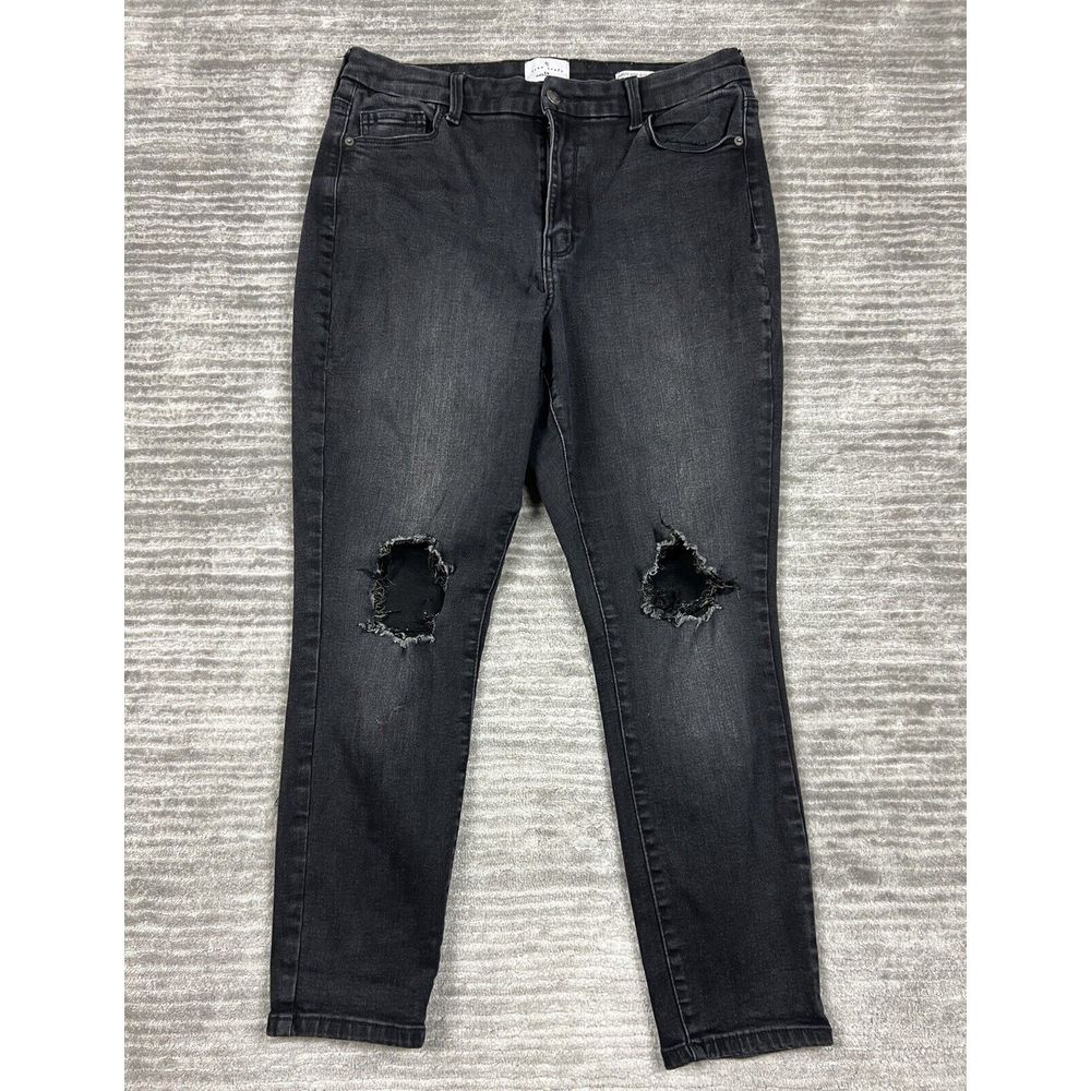 True Craft Jeans Womens 14 Black Curvy High Rise Skinny Cotton Blend‎